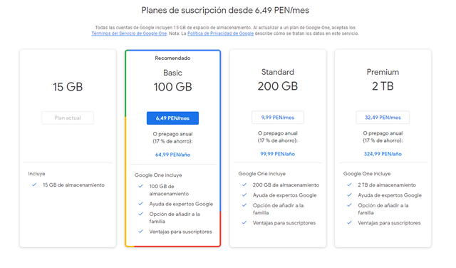 La única forma de aumentar ese espacio es pagando una suscripción de Google One. Foto: La República