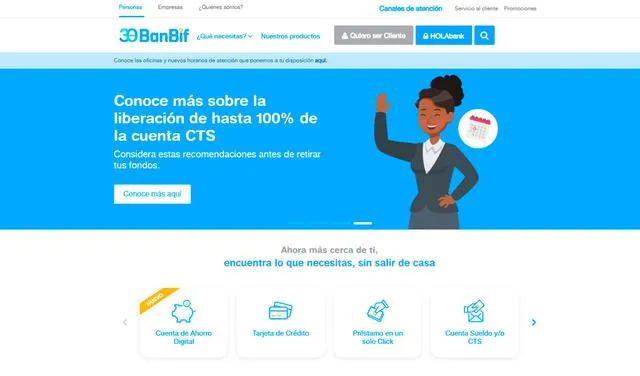 Puedes entrar a la Banca por Internet del BanBif desde su página web. Foto: banbif.com.pe