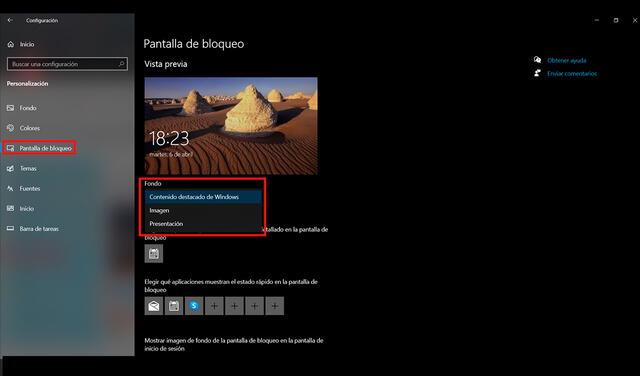 Personalizar pantalla de bloqueo en Windows 10