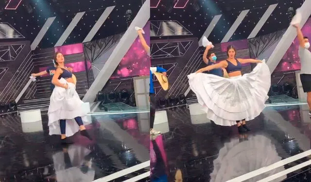 Korina Rivadeneira en los ensayos de Reinas del show, edición especial por el bicentenario del Perú. Foto: El gran show / Instagram