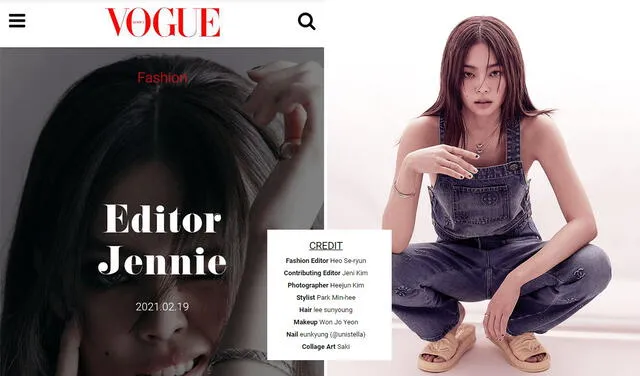 Jennie de BLACKPINK para la edición de marzo. Foto: Vogue Corea