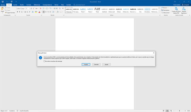Word te permitirá convertir tu archivo PDF de forma gratuita. Foto: captura