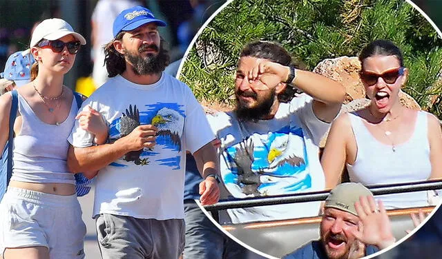 Junio 2021. Shia LaBeouf y Mia Goth captados en Disneyland. Foto: DailyMail