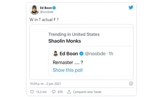 Ed Boon se muestra sorprendido por la elección. Foto: captura de Twitter