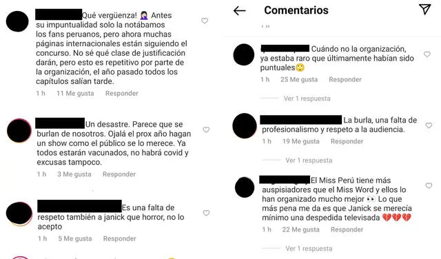 10.10.2021 | Usuarios reclaman por el retraso en la Gran final del Miss Perú 2021. Foto: captura Instagram