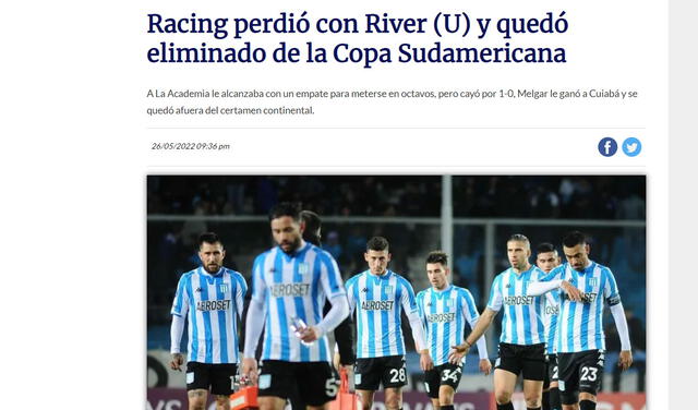 TyC Sports reaccionó a la eliminación de Racing. Foto: captura de TyC Sports.