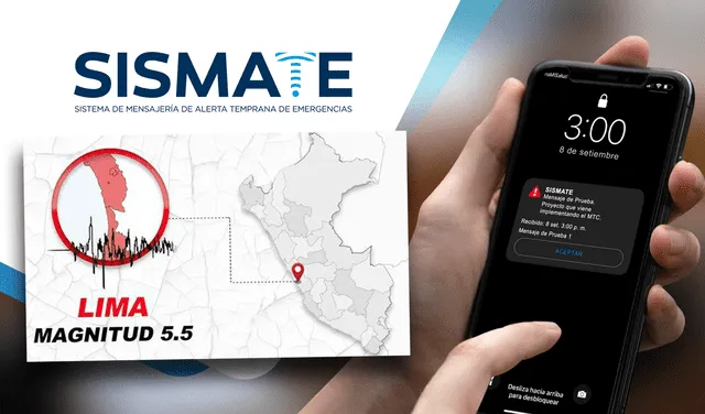Sismate es una herramienta de alarma tempra ante desastres naturales para  teléfonos celulares. Foto: Composición/MTC/Fabrizio Oviedo