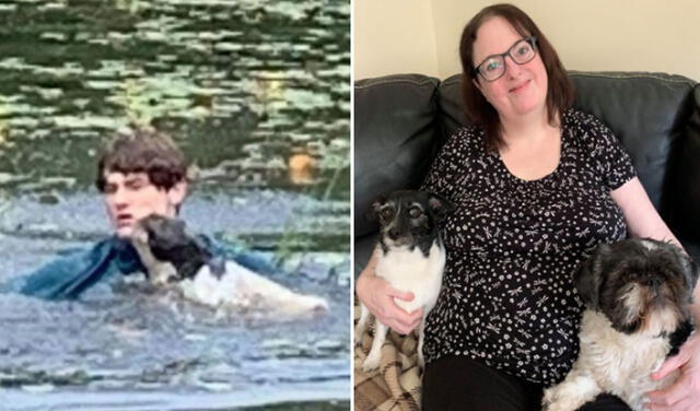 Joven que no sabía nadar se lanza al lago para salvar a perrito que casi se ahoga