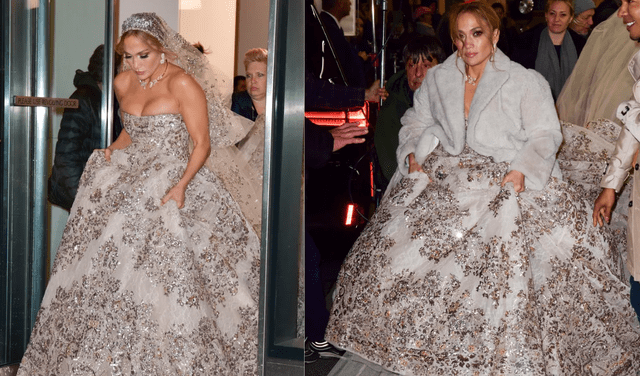 Jennifer Lopez usando el vestido de la película "Marry me".