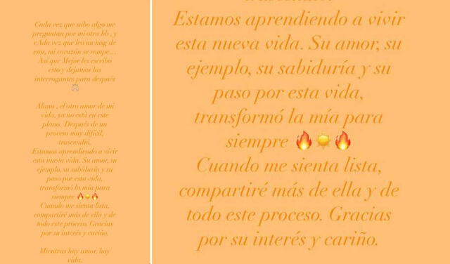 5.10.2021 | Estela Calderón habla de la partida de su hija Alana. Foto: captura Estela Calderón / Instagram