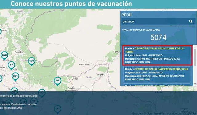 Puntos de vacunación del Minsa en Barranco.