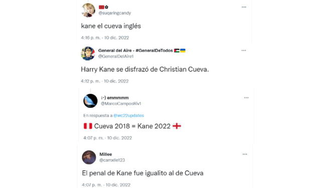 Comentarios de los hinchas sobre Kane y Cueva. Foto: captura de Twitter