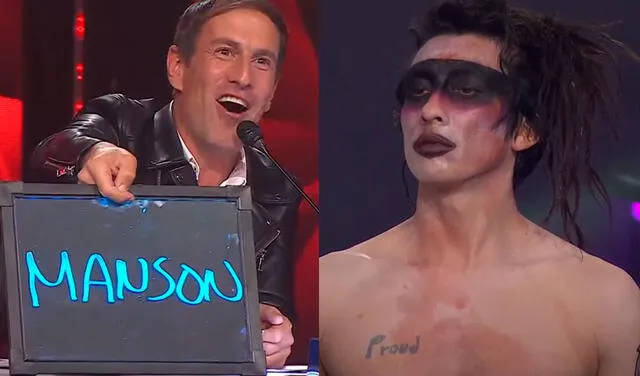 Mike Bravo, imitador de Marilyn Manson, volvió a sorprender al jurado de Yo soy, grandes batallas. Foto: capturas Latina