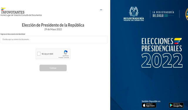 Portal de consulta del lugar de votación en la web de la Registraduría Nacional del Estado Civil