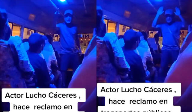 El actor Lucho Cáceres fue captado protagonizando un reclamos dentro de un vehículo de transporte público. Foto: captura/TikTok