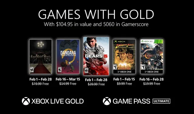 El valor total de la lista de juegos gratis que estarán disponibles en febrero. Foto: Xbox