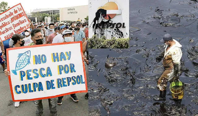Repsol no ha cumplido con el total de reparaciones a la ciudadanía tras derrame de petróleo surgido en enero de 2022. Foto: composición LR