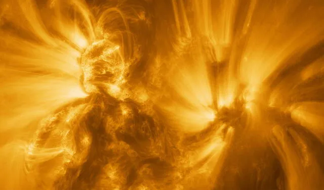 Un 'zoom' en las llamaradas de la parte superior izquierda del disco solar. Foto: ESA