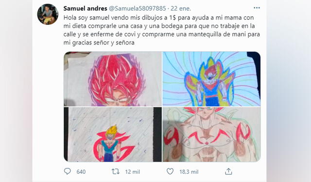 Niño venezolano vende dibujos por Twitter para comprar comida a su familia