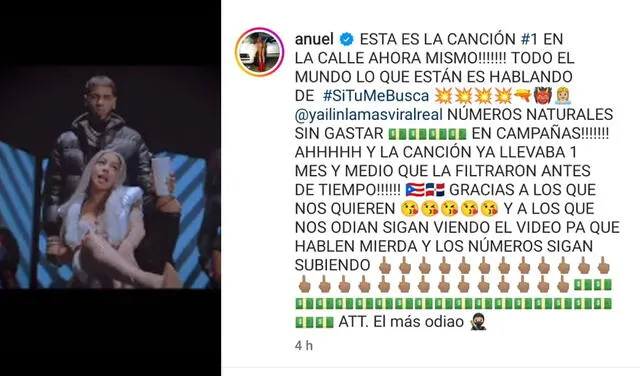 1.4.2022 | Anuel AA celebra el éxito de su canción junto a  Yailin La Más Viral. Foto: captura Anuel AA/Instagram