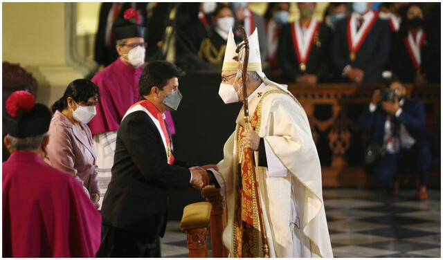 Presidente Pedro Castillo estuvo presente en la misa por Fiestas Patrias. Foto: Presidencia del Perú