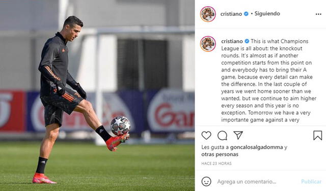 Cristiano Ronaldo compartió un motivador mensaje para los hinchas de Juventus. Foto: Instagram