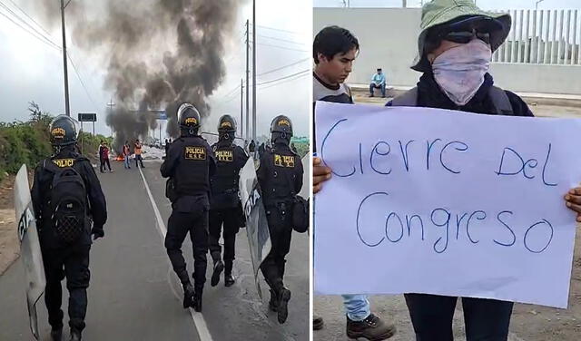 Personal de la USE libera la Panamericana Sur. Foto: captura Frase Corta