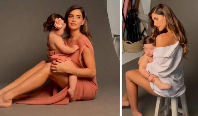 La hija de Mario Hart y Korina Rivadeneira se mostró cómoda en su primera sesión de fotos. Foto: composición/ Instagram