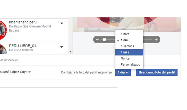 Puedes elegir el tiempo para que Facebook la cambie de forma automática. Foto: La República