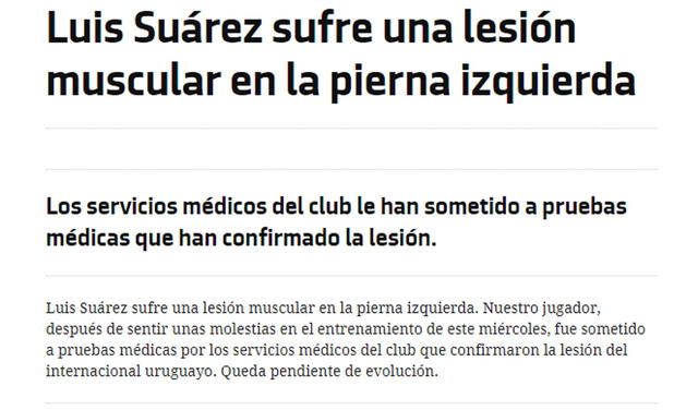 Comunicado de Atlético de Madrid sobre Luis Suárez.