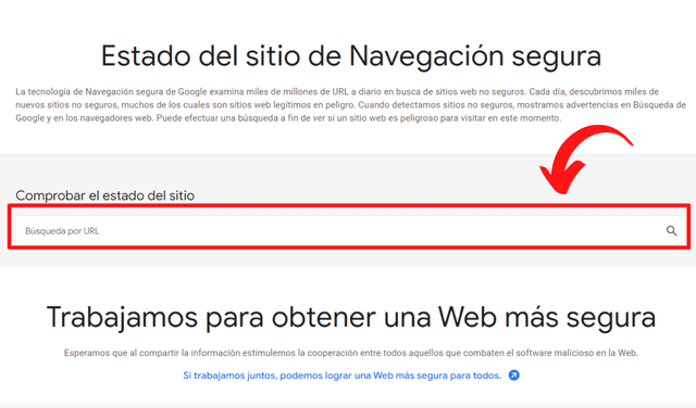 Google Safe Browsing puede comprar en pocos segundos si un sitio web es seguro. Foto: captura Google