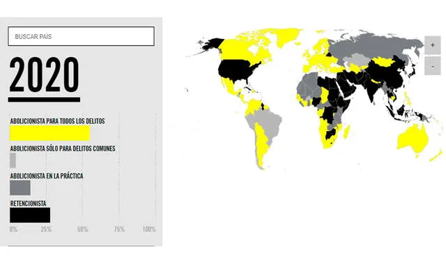 Países que abolieron la pena de muerte al 2020. Foto: Amnistía Internacional