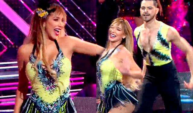 Paula Manzanal se presentó al lado del bailarín Oreykel Hidalgo en la pista de Reinas del show. Foto: captura de América TV