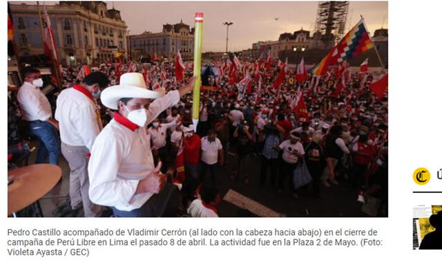 Pedro Castillo en cierre de campaña. Foto: GEC.