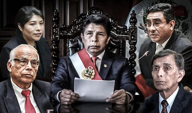 Aníbal Torres, Betssy Chávez, Willy Huerta y Gustavo Bobbio estuvieron con Pedro Castillo durante el golpe de estado. (Foto: Composición La República).