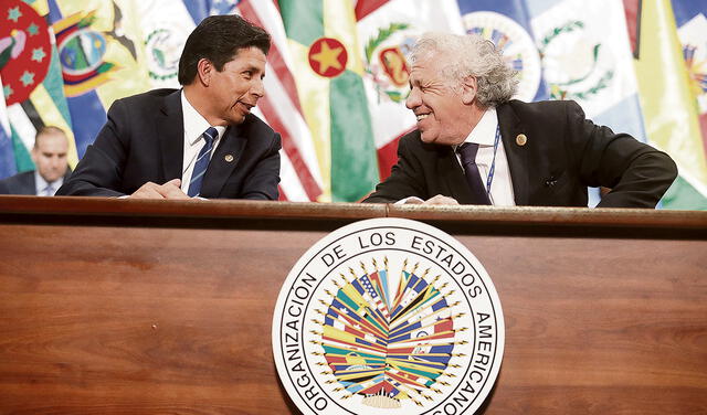 El presidente Pedro Castillo y el secretario de la OEA, Luis Almagro; la cercanía entre ambos suma a la legitimidad de este gobierno. Foto: difusión