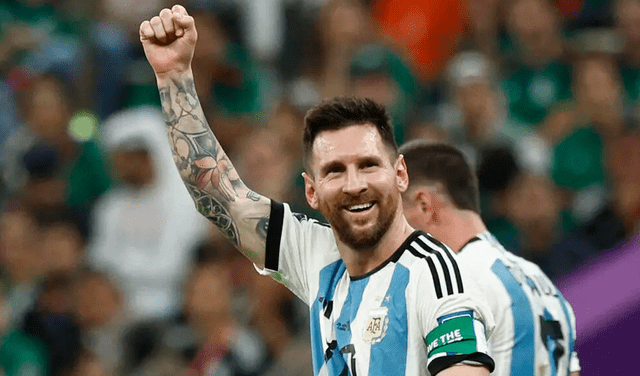 Messi celebra. Argentina gana el Mundial.