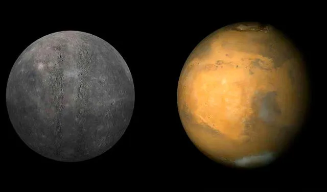 Este 18 de agosto será la conjunción entre Marte y Mercurio, es decir ambos planetas estarán más próximos a pesar de que todavía les separen miles de años luz de distancia. Foto: NASA/AFP