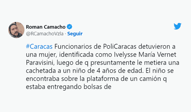 El periodista Roman Camacho fue el encargado de comunicar lo sucedido a través de sus redes sociales.