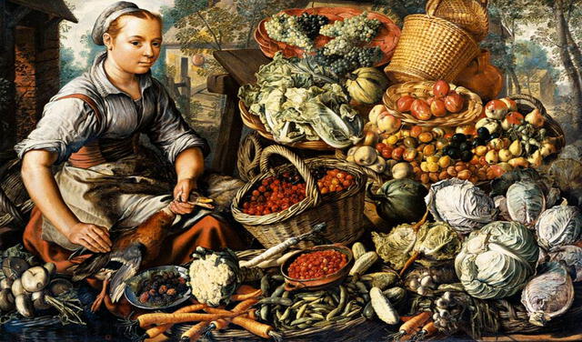 Pinturas como esta de 1564, obra de Joachim Beuckelaer ya mostraban la proliferación de zanahorias naranja en los Países Bajos. Foto: Museumslandschaft Hessen Kassel