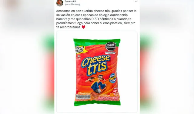 Adiós Cheese Tris: peruanos lamentan retiro de icónico producto y lo despiden con memes