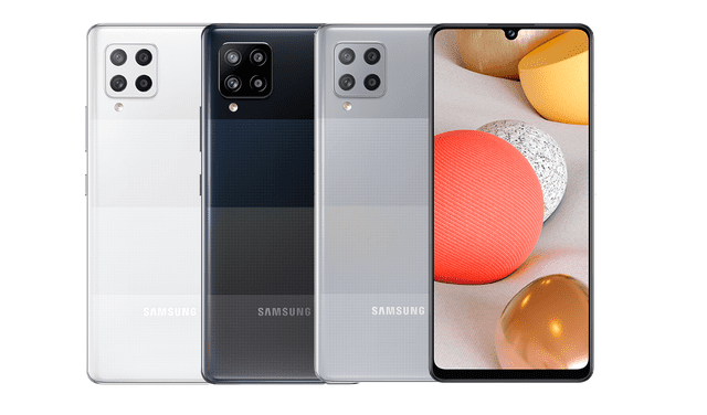 El Galaxy A42 5G está disponible en color negro, blanco y gris. Foto: Samsung