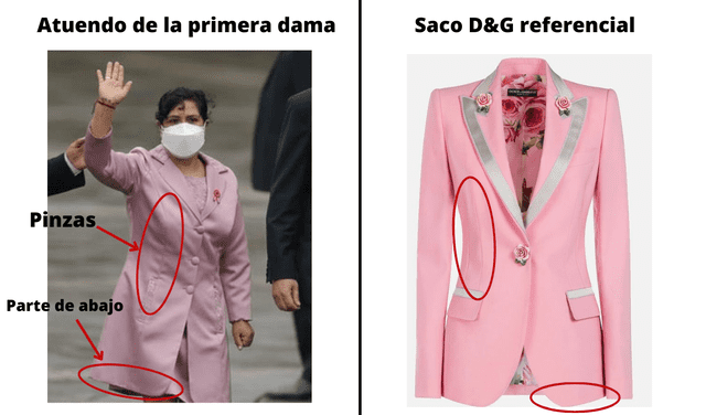 Comparación del saco de Lilia Paredes con uno de D&G. Foto: composición LR/La República/Dolce and Gabbana