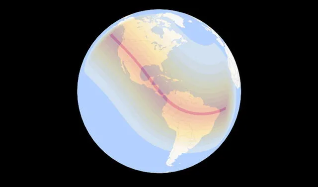 Mapa del eclipse solar de octubre de 2023. Imagen: Time and Date