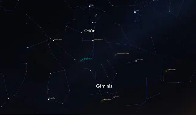 Constelación Géminis, cercana a Orión. Foto: composición LR/ Stellarium