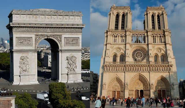 El Arco del Triunfo y la Catedral de Notre Dame son dos de los grandes atractivos de París. Foto: composición/AFP