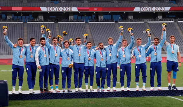 El equipo argentino de rugby ganó la primera medalla de su país en estos Juegos Olímpicos. Foto: EFE