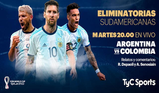 TyC Sports también transmitirá el Argentina vs. Colombia en suelo gaucho. Foto: TyCSports/Twitter