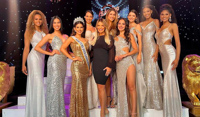 Las ocho finalistas de Miss Perú junto a Jessica Newton. Foto: MISS PERÚ / Facebook