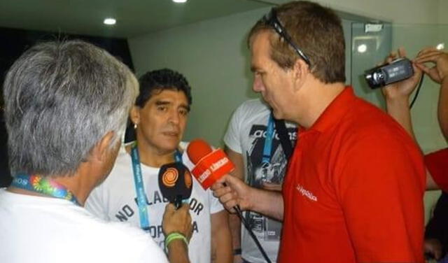 Michel Dancourt, enviado especial de La República, con Diego Maradona en el Mundial Brasil 2014. Foto: Michel Dancourt
